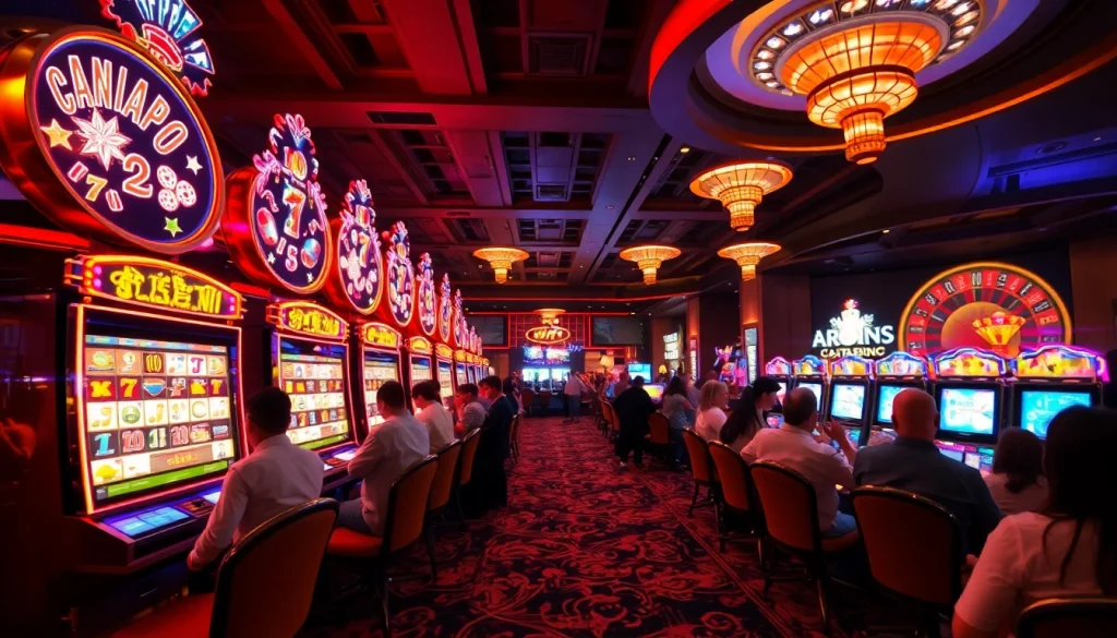 Players celebrating massive wins in a game nổ hũ at a colorful casino.