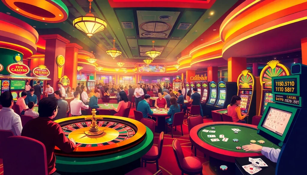 Players enjoying exciting table games and slots at nhà cái Gi8, immersing in the thrill of gambling.