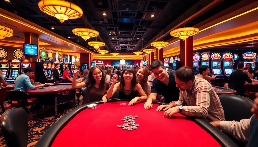 Players enjoying gambling at a casino while exploring qq88 đăng ký for an exciting online betting experience.