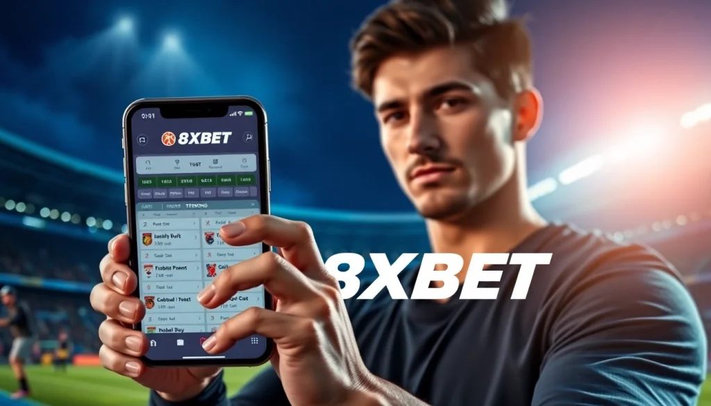 Engaging with the 8XBET app while experiencing the excitement of online sports betting.