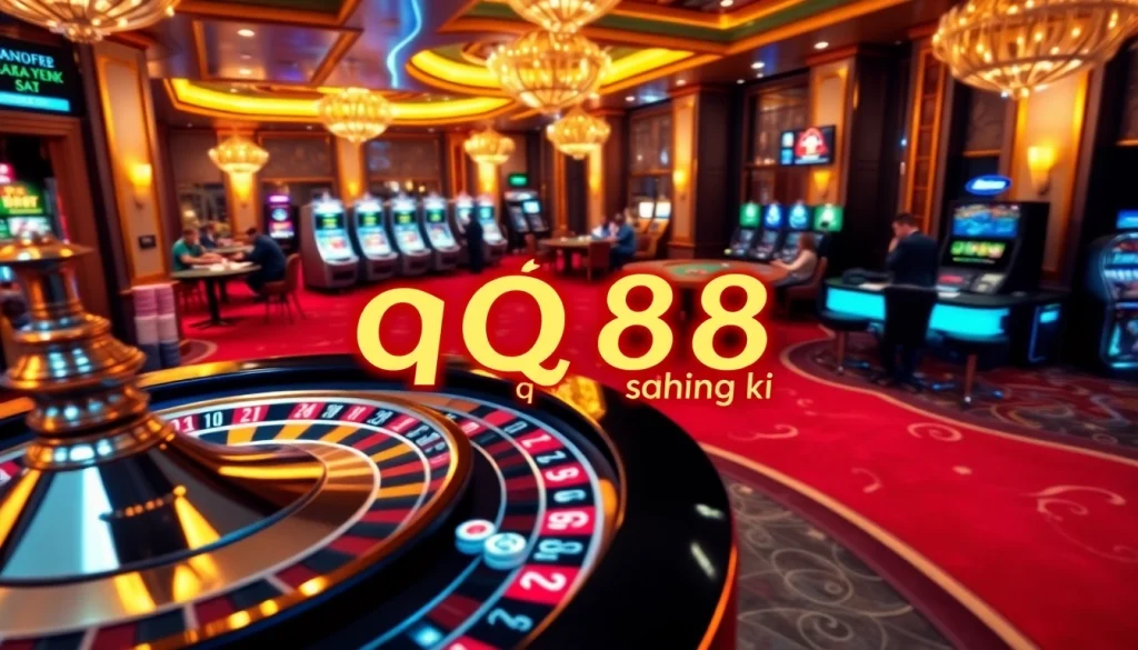Experience the thrill of qq88 đăng ký at a luxurious casino with vibrant games and lively atmosphere.